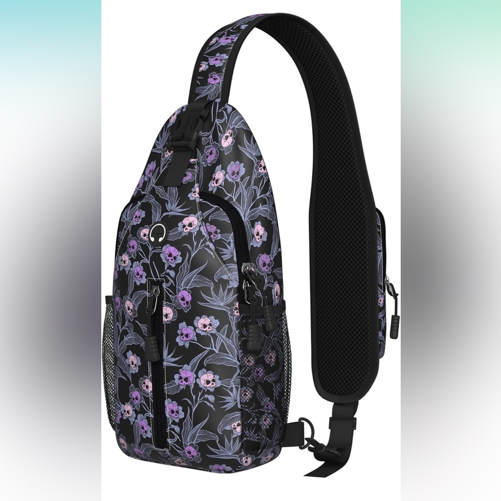 Skull Bag Small Crossbody Bags Mini Water Resistant Casual Chest Bag Backpack